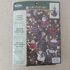 Bucilla Mary Engelbreit Christmas Teapots Felt Ornament Kit - Multicolor